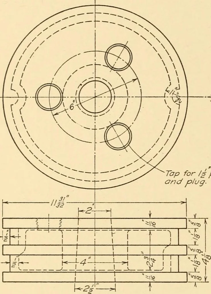 An illustration from Machine drawing; a text and problem book for technical students and draftsmen, 1921, leaf 179