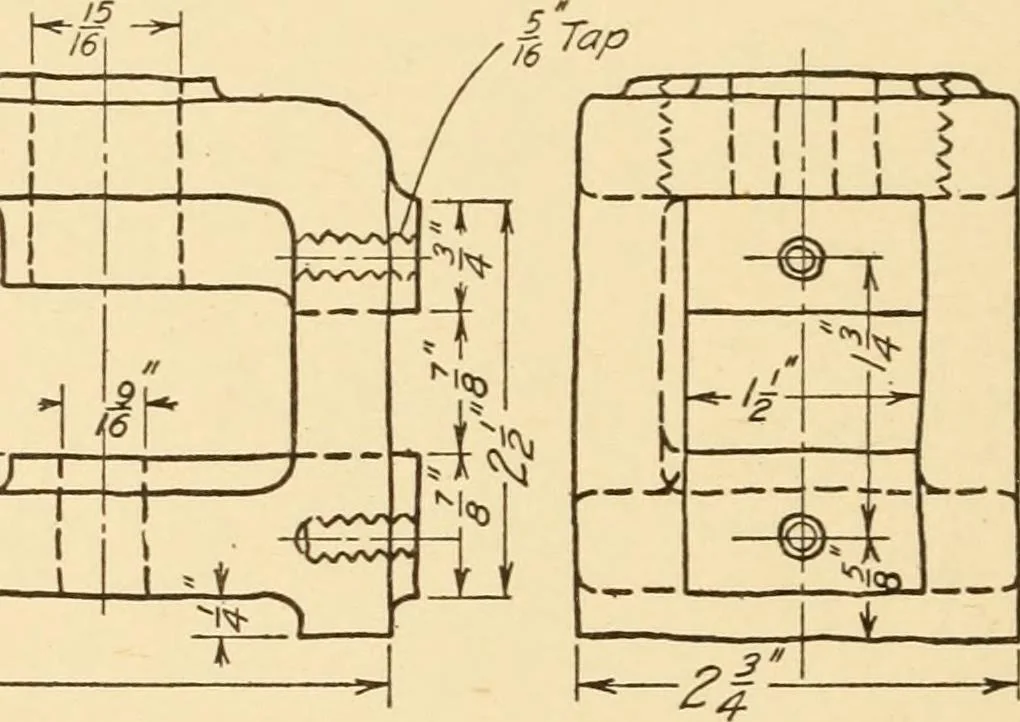 An illustration from Machine drawing; a text and problem book for technical students and draftsmen, 1921, leaf 185
