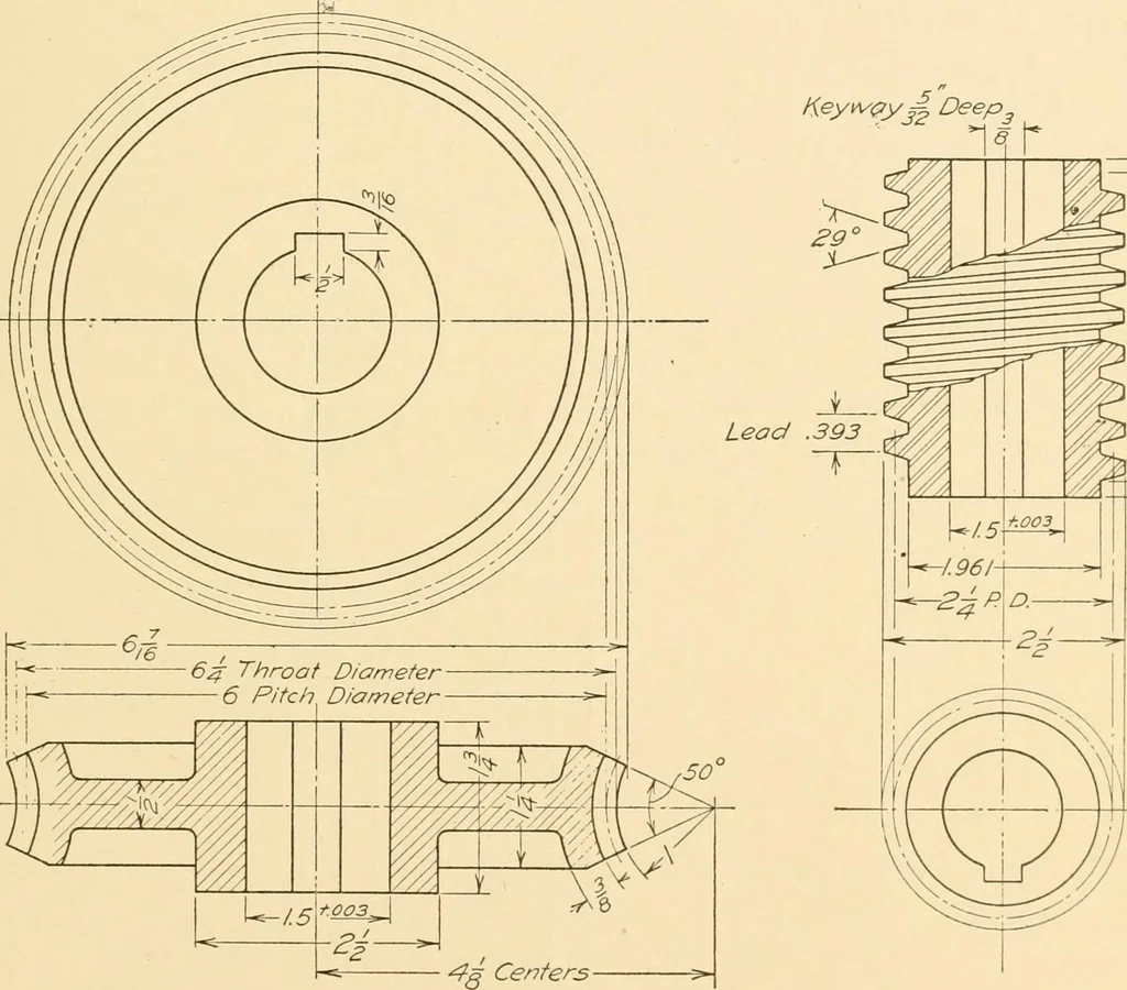 An illustration from Machine drawing; a text and problem book for technical students and draftsmen, 1921, leaf 188
