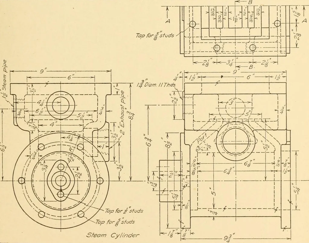 An illustration from Machine drawing; a text and problem book for technical students and draftsmen, 1921, leaf 202