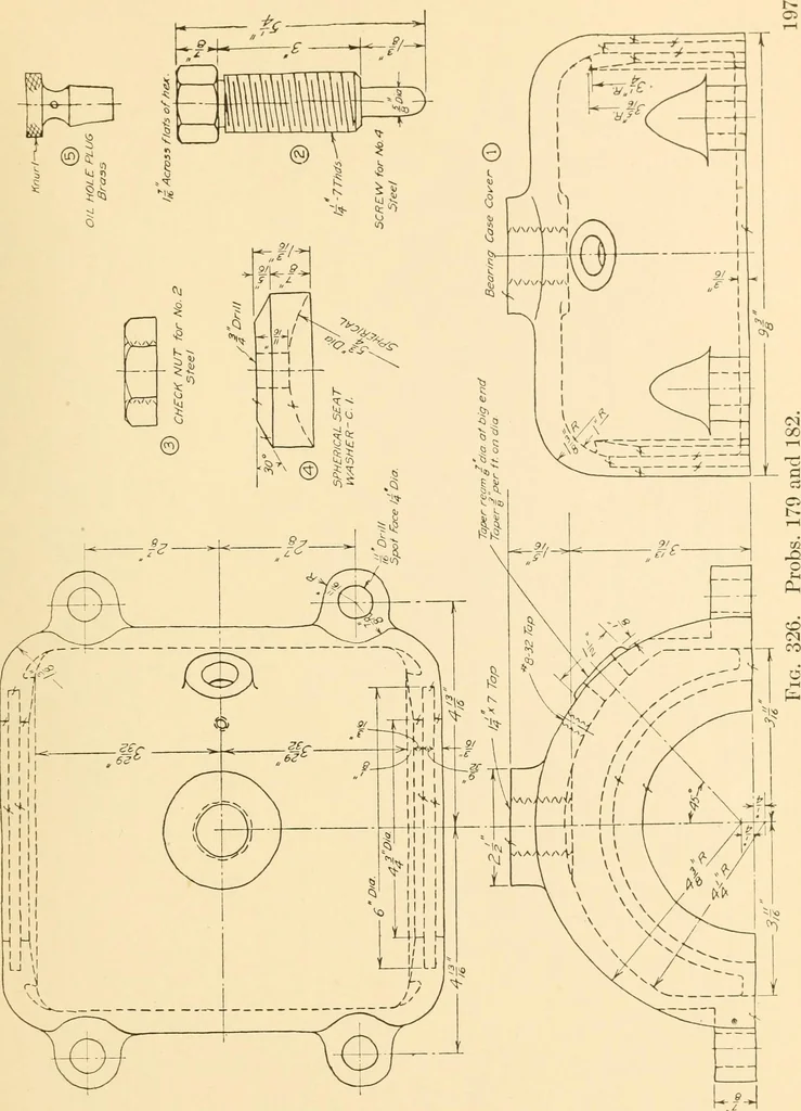 An illustration from Machine drawing; a text and problem book for technical students and draftsmen, 1921, leaf 208