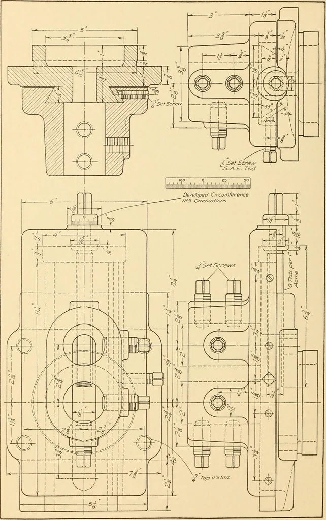 An illustration from Machine drawing; a text and problem book for technical students and draftsmen, 1921, leaf 211