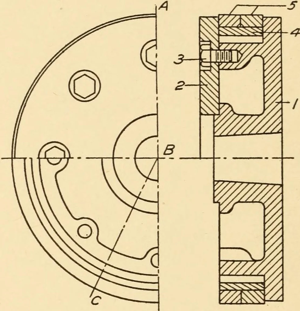 An illustration from Machine drawing; a text and problem book for technical students and draftsmen, 1921, leaf 87