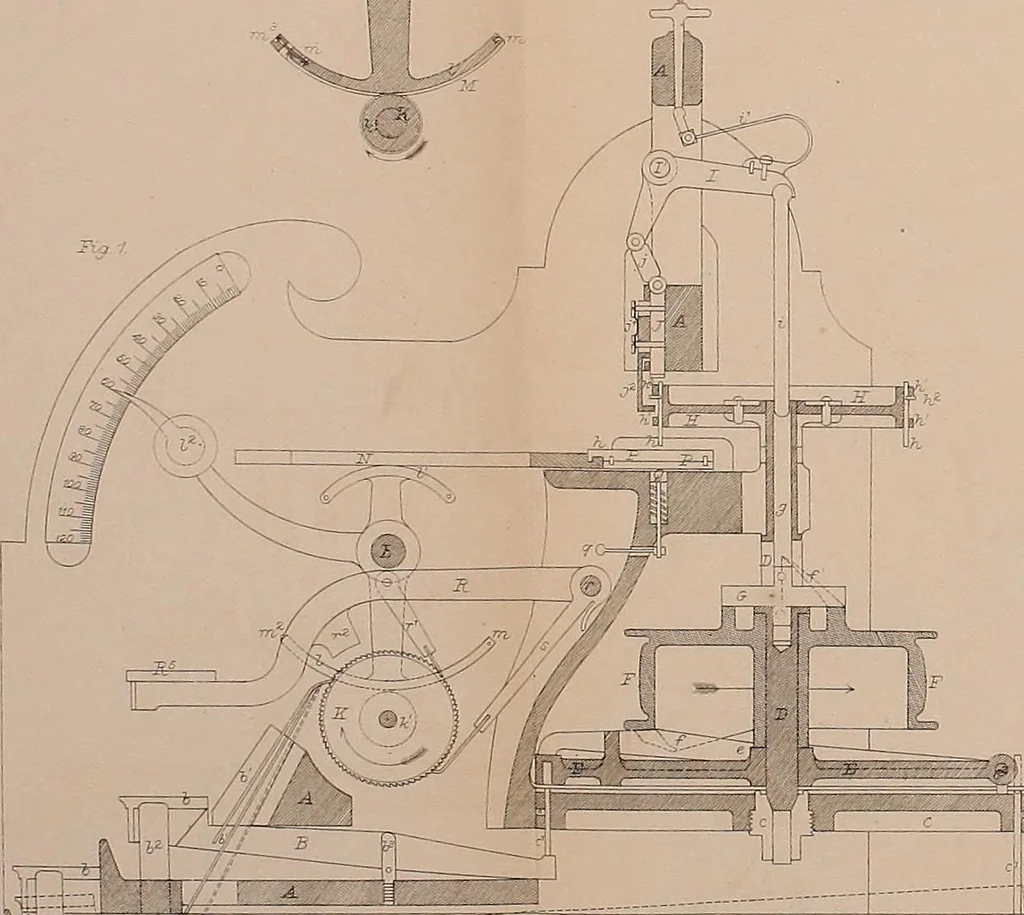 An illustration from Machinery and processes of the industrial arts, and apparatus of the exact sciences, 1869, leaf 696