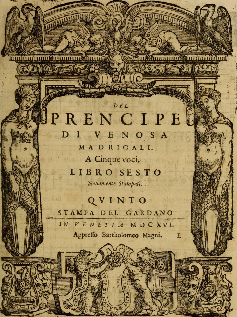 An illustration from Madrigali ... a cinqve voci. Libro primo[-sesto] .., 1611, leaf 112
