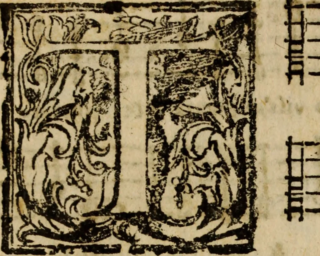 An illustration from Madrigali ... a cinqve voci. Libro primo[-sesto] .., 1611, leaf 143