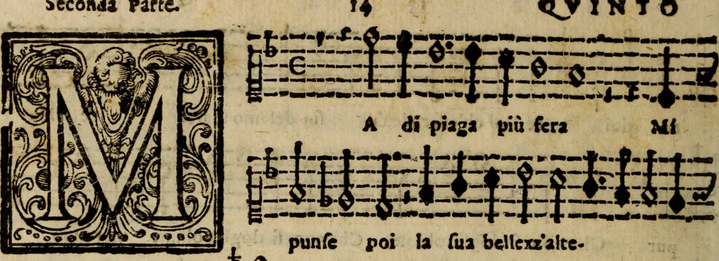 An illustration from Madrigali ... a cinqve voci. Libro primo[-sesto] .., 1611, leaf 149