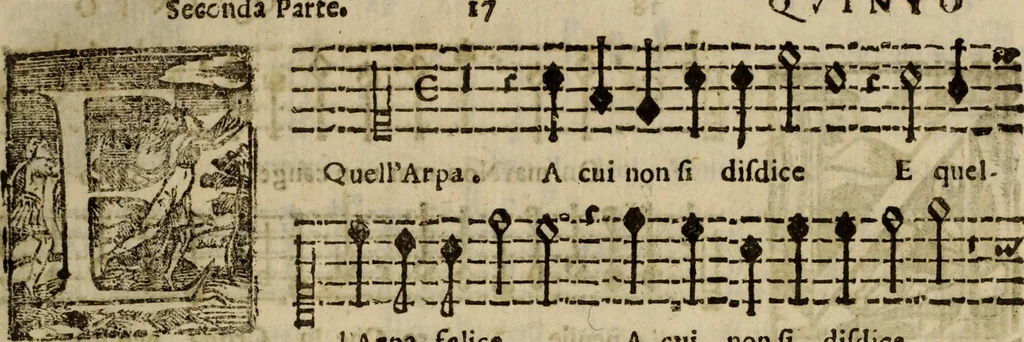 An illustration from Madrigali ... a cinqve voci. Libro primo[-sesto] .., 1611, leaf 20