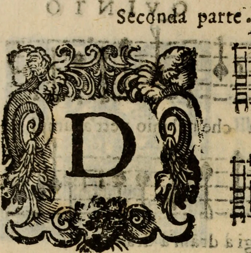 An illustration from Madrigali ... a cinqve voci. Libro primo[-sesto] .., 1611, leaf 215