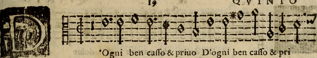 An illustration from Madrigali ... a cinqve voci. Libro primo[-sesto] .., 1611, leaf 242