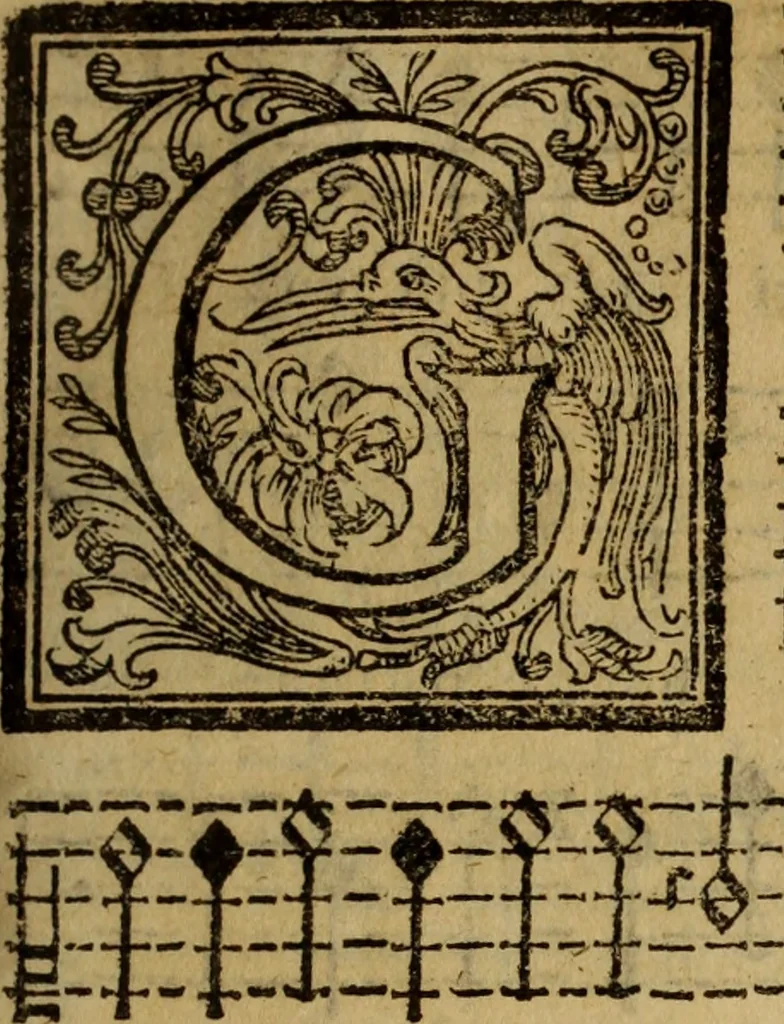 An illustration from Madrigali ... a cinqve voci. Libro primo[-sesto] .., 1611, leaf 276