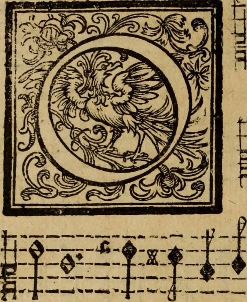 An illustration from Madrigali ... a cinqve voci. Libro primo[-sesto] .., 1611, leaf 281