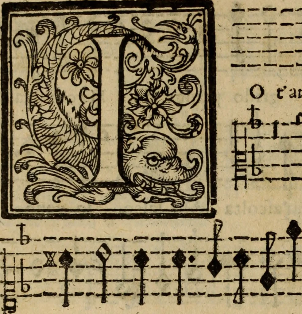 An illustration from Madrigali ... a cinqve voci. Libro primo[-sesto] .., 1611, leaf 287