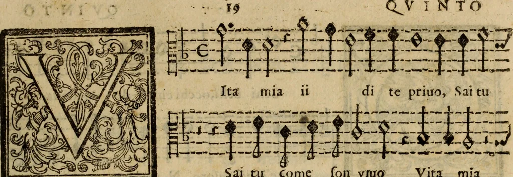 An illustration from Madrigali ... a cinqve voci. Libro primo[-sesto] .., 1611, leaf 288