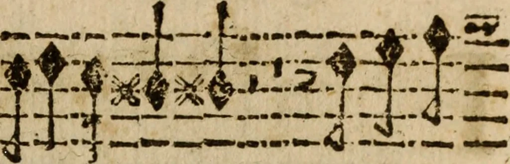 An illustration from Madrigali ... a cinqve voci. Libro primo[-sesto] .., 1611, leaf 348