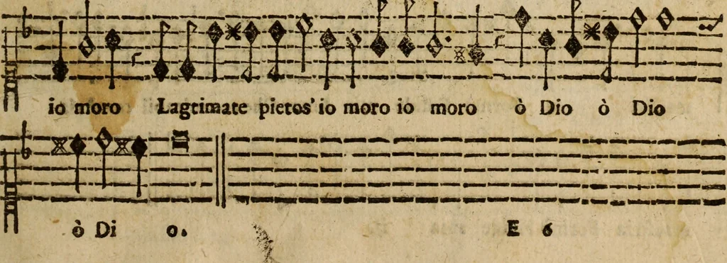 An illustration from Madrigali ... a cinqve voci. Libro primo[-sesto] .., 1611, leaf 350