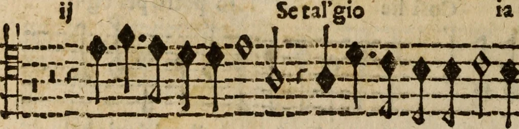 An illustration from Madrigali ... a cinqve voci. Libro primo[-sesto] .., 1611, leaf 353