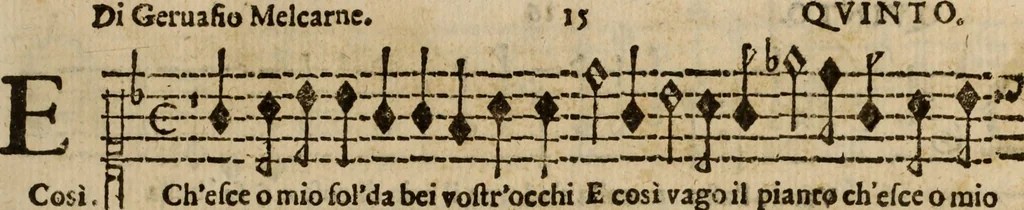 An illustration from Madrigali ... a cinqve voci. Libro primo[-sesto] .., 1611, leaf 356