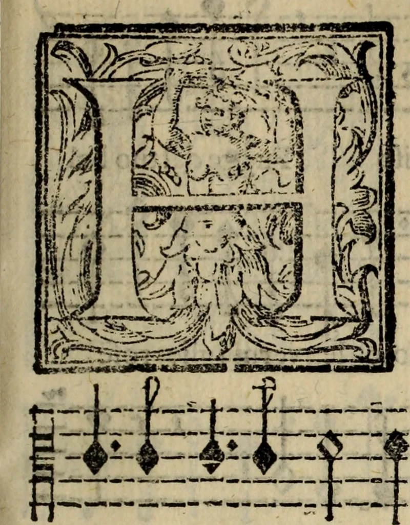 An illustration from Madrigali ... a cinqve voci. Libro primo[-sesto] .., 1611, leaf 376