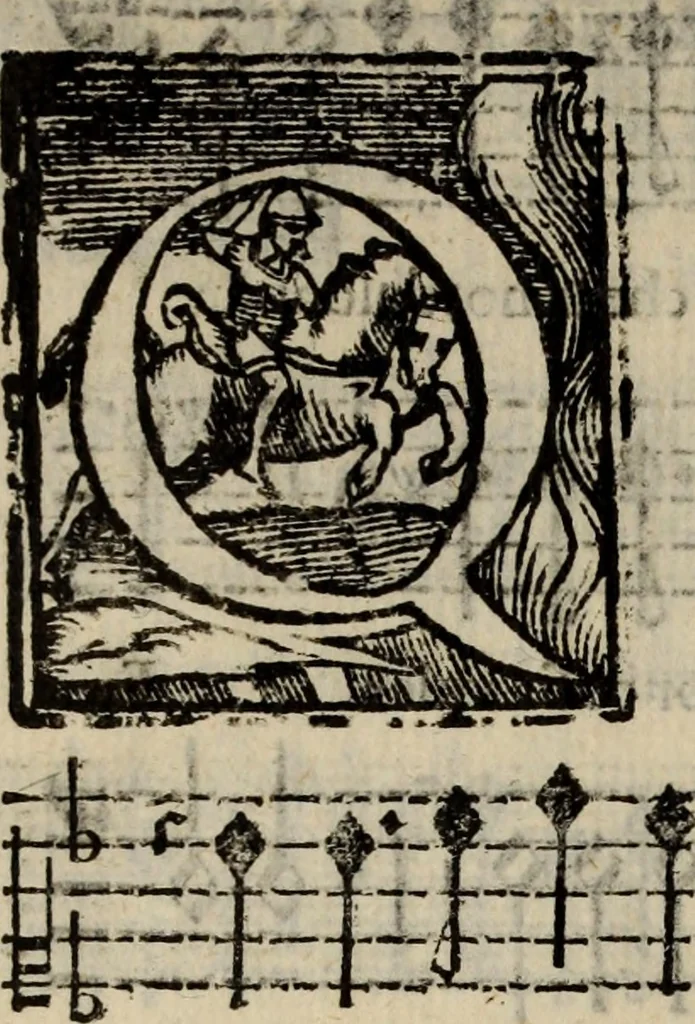 An illustration from Madrigali ... a cinqve voci. Libro primo[-sesto] .., 1611, leaf 383