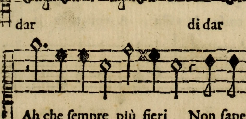 An illustration from Madrigali ... a cinqve voci. Libro primo[-sesto] .., 1611, leaf 440