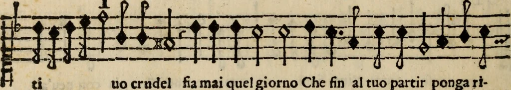 An illustration from Madrigali ... a cinqve voci. Libro primo[-sesto] .., 1611, leaf 447
