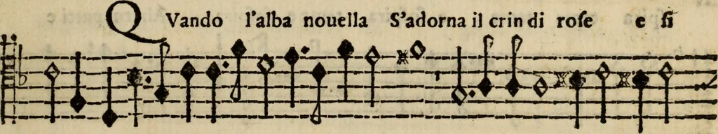 An illustration from Madrigali ... a cinqve voci. Libro primo[-sesto] .., 1611, leaf 448