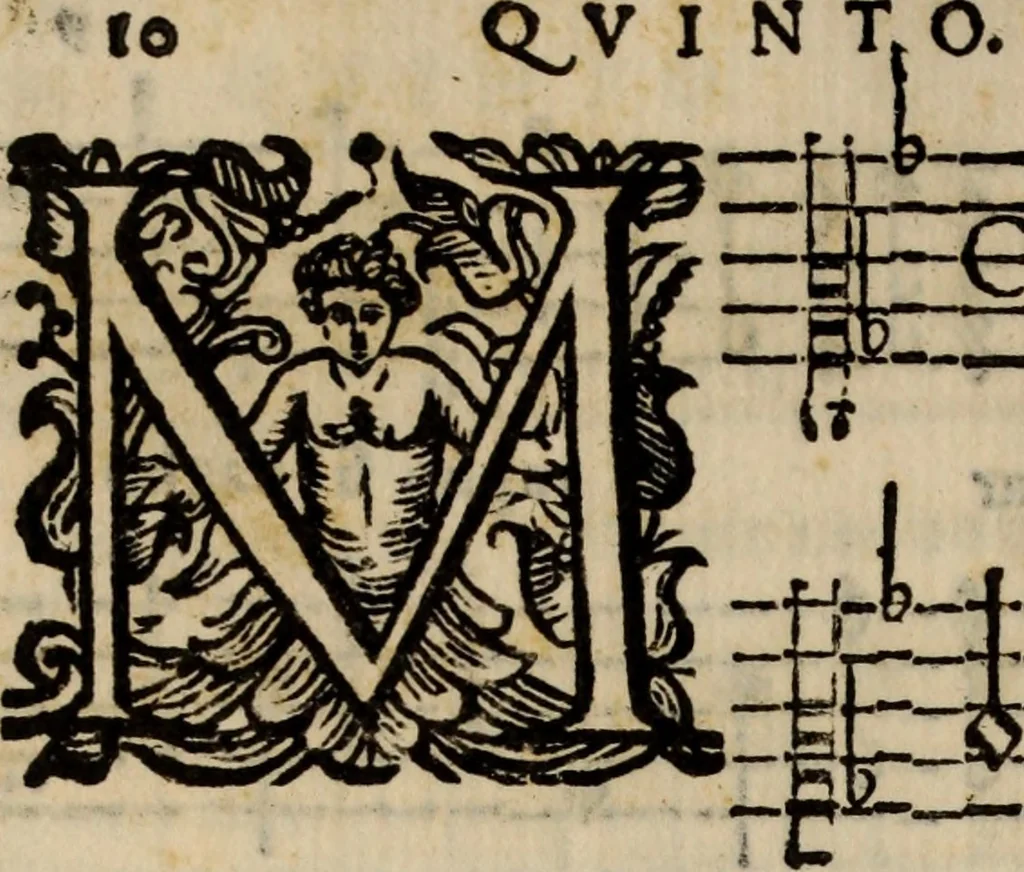 An illustration from Madrigali ... a cinqve voci. Libro primo[-sesto] .., 1611, leaf 449
