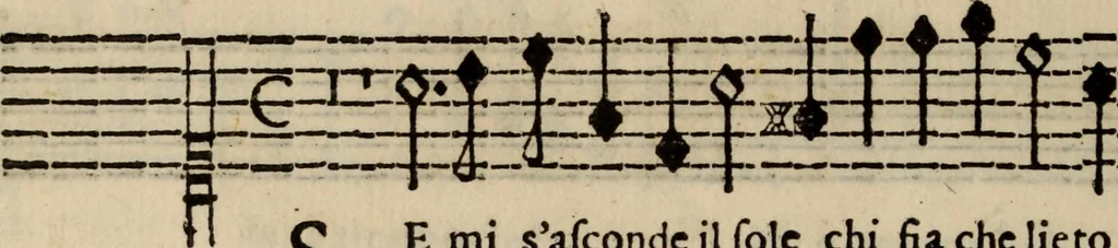 An illustration from Madrigali ... a cinqve voci. Libro primo[-sesto] .., 1611, leaf 457