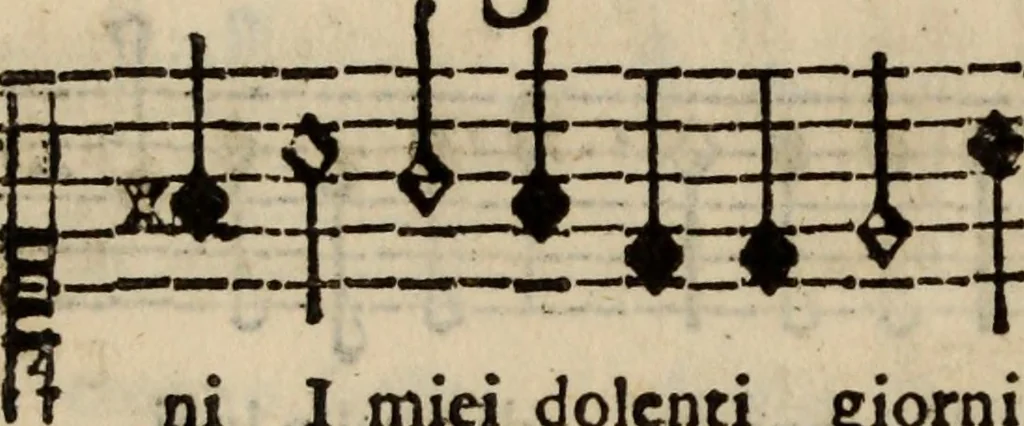 An illustration from Madrigali ... a cinqve voci. Libro primo[-sesto] .., 1611, leaf 457