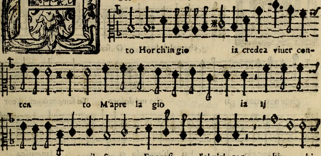An illustration from Madrigali ... a cinqve voci. Libro primo[-sesto] .., 1611, leaf 72
