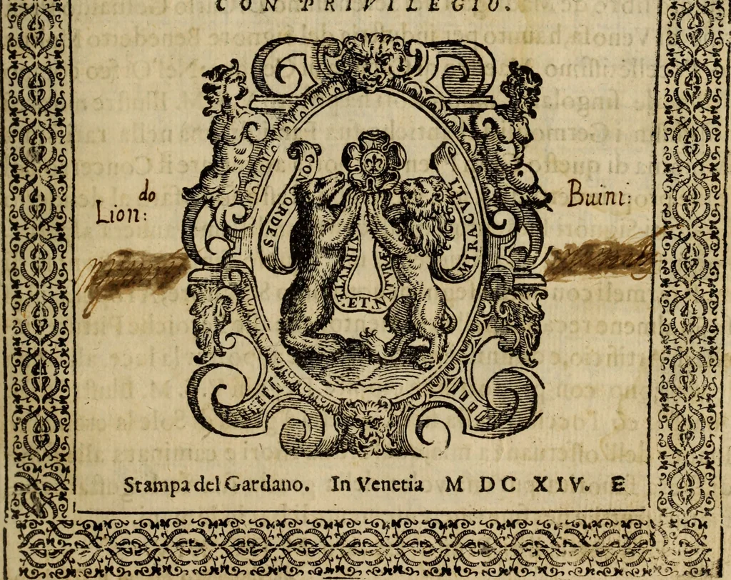 An illustration from Madrigali ... a cinqve voci. Libro primo[-sesto] .., 1611, leaf 88