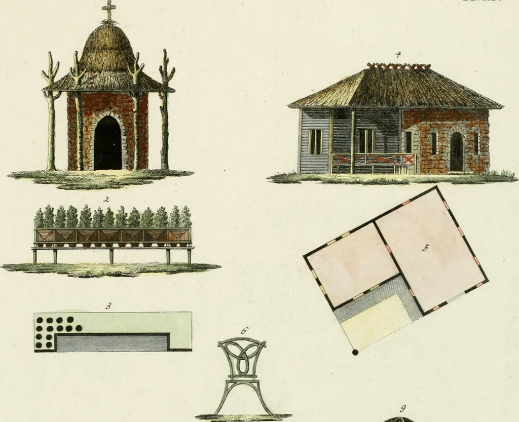 An illustration from Magazijn van tuin-sieraaden, of, Verzameling van modellen van aanleg en sieraad, voor groote en kleine lust-hoven, voorn amelijk van dezulke die, met weinig kosten, te maaken zijn, 1802, leaf 10