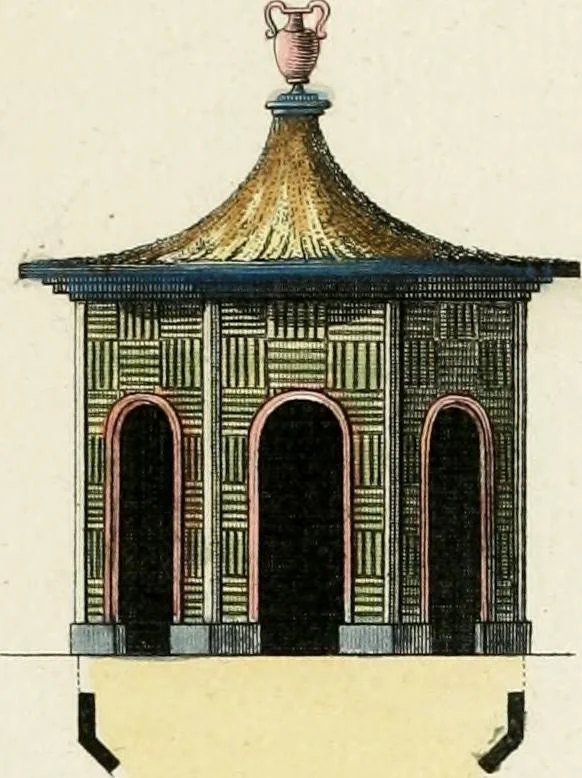 An illustration from Magazijn van tuin-sieraaden, of, Verzameling van modellen van aanleg en sieraad, voor groote en kleine lust-hoven, voorn amelijk van dezulke die, met weinig kosten, te maaken zijn, 1802, leaf 14