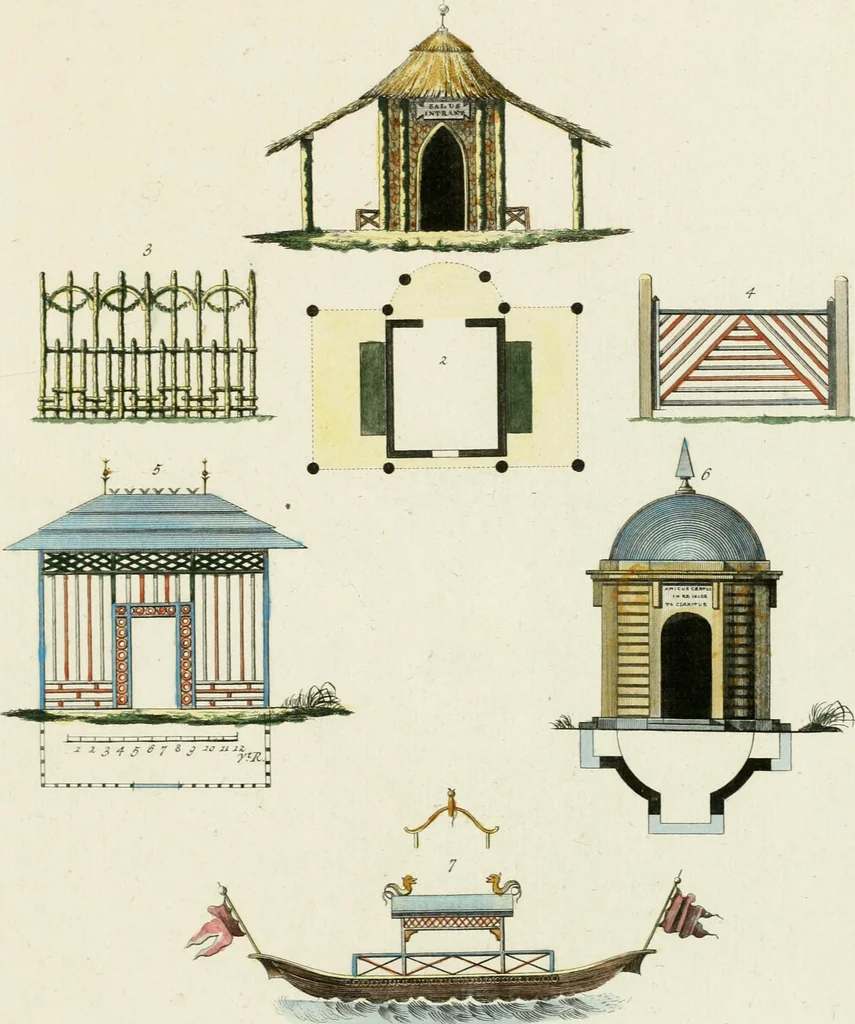 An illustration from Magazijn van tuin-sieraaden, of, Verzameling van modellen van aanleg en sieraad, voor groote en kleine lust-hoven, voorn amelijk van dezulke die, met weinig kosten, te maaken zijn, 1802, leaf 16