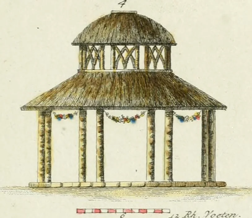 An illustration from Magazijn van tuin-sieraaden, of, Verzameling van modellen van aanleg en sieraad, voor groote en kleine lust-hoven, voorn amelijk van dezulke die, met weinig kosten, te maaken zijn, 1802, leaf 12