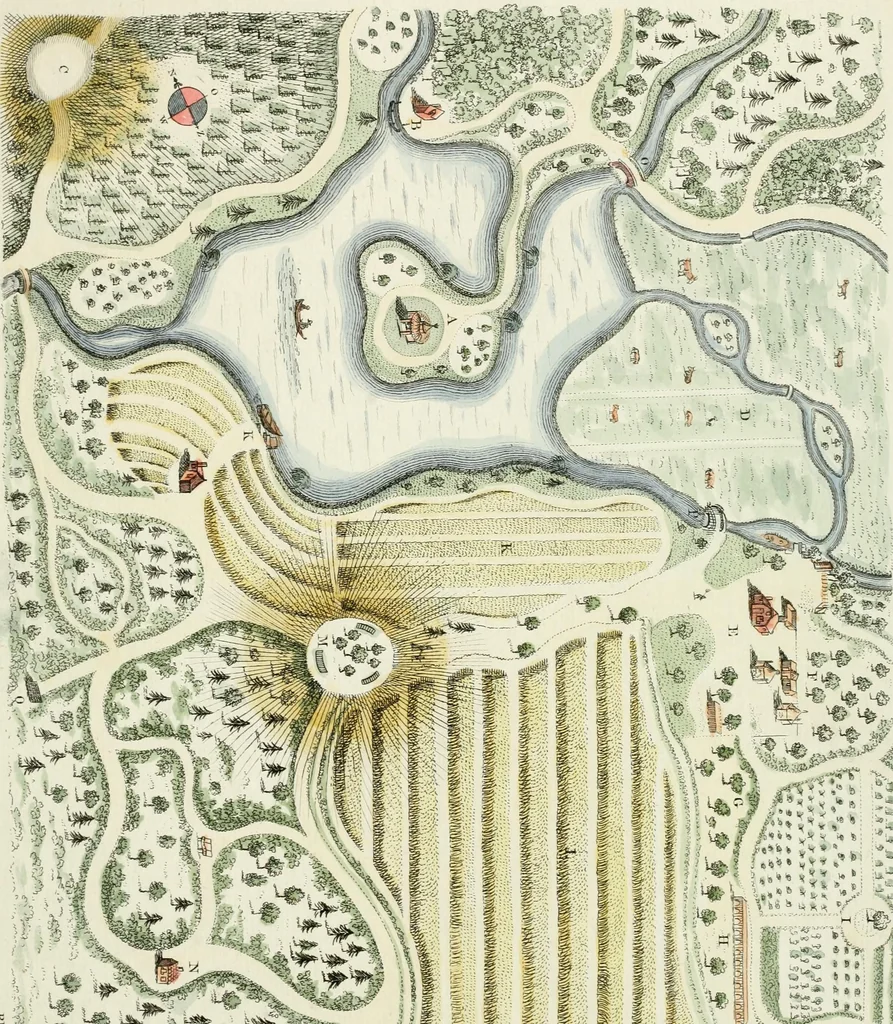 An illustration from Magazijn van tuin-sieraaden, of, Verzameling van modellen van aanleg en sieraad, voor groote en kleine lust-hoven, voorn amelijk van dezulke die, met weinig kosten, te maaken zijn, 1802, leaf 24
