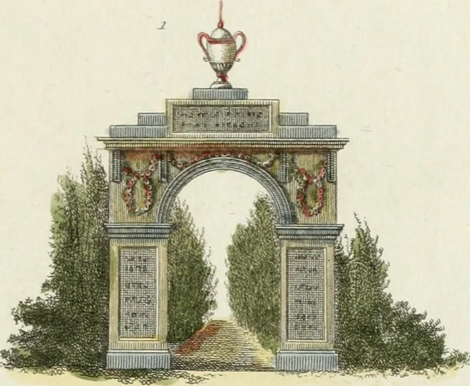 An illustration from Magazijn van tuin-sieraaden, of, Verzameling van modellen van aanleg en sieraad, voor groote en kleine lust-hoven, voorn amelijk van dezulke die, met weinig kosten, te maaken zijn, 1802, leaf 12