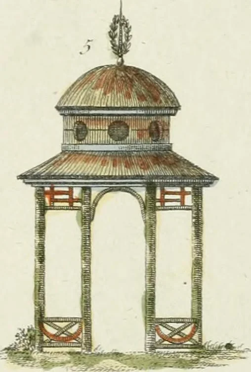 An illustration from Magazijn van tuin-sieraaden, of, Verzameling van modellen van aanleg en sieraad, voor groote en kleine lust-hoven, voorn amelijk van dezulke die, met weinig kosten, te maaken zijn, 1802, leaf 12