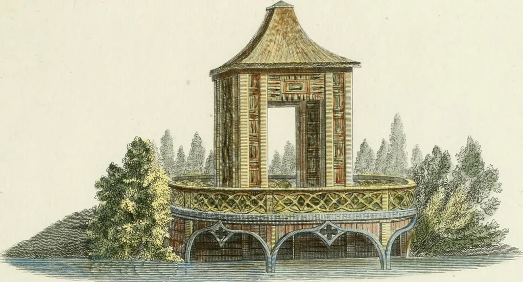 An illustration from Magazijn van tuin-sieraaden, of, Verzameling van modellen van aanleg en sieraad, voor groote en kleine lust-hoven, voorn amelijk van dezulke die, met weinig kosten, te maaken zijn, 1802, leaf 14