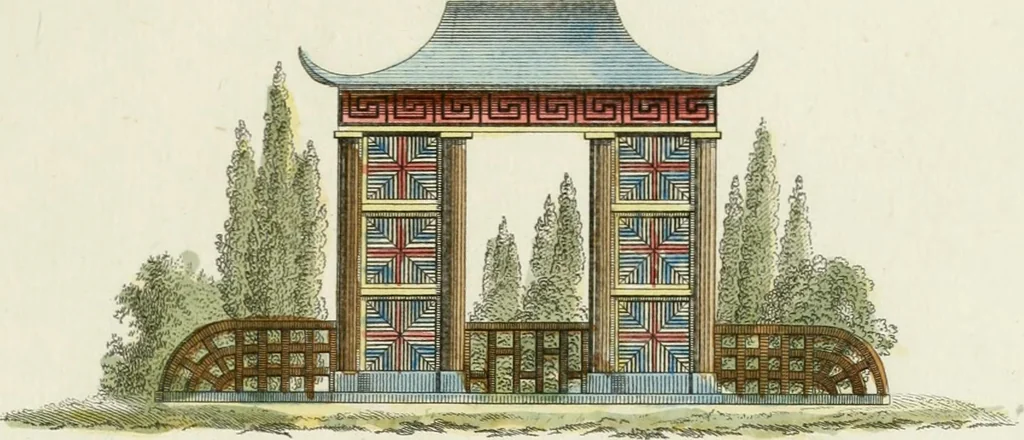An illustration from Magazijn van tuin-sieraaden, of, Verzameling van modellen van aanleg en sieraad, voor groote en kleine lust-hoven, voorn amelijk van dezulke die, met weinig kosten, te maaken zijn, 1802, leaf 16