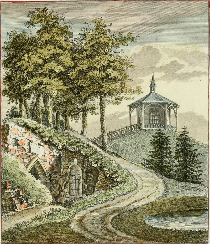 An illustration from Magazijn van tuin-sieraaden, of, Verzameling van modellen van aanleg en sieraad, voor groote en kleine lust-hoven, voorn amelijk van dezulke die, met weinig kosten, te maaken zijn, 1802, leaf 20