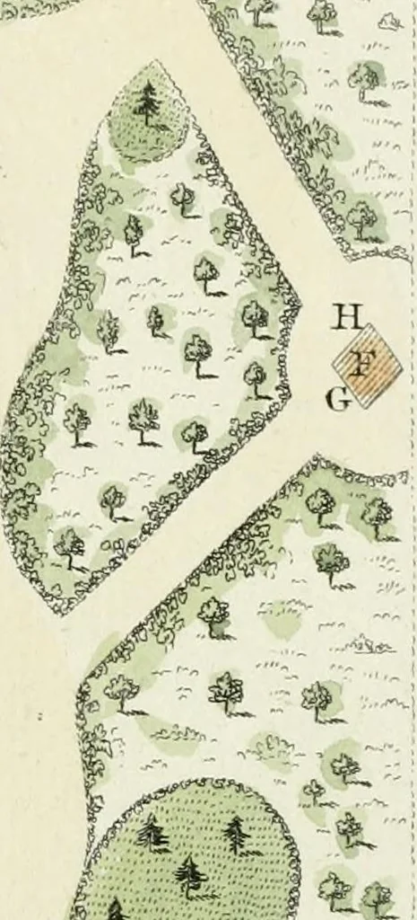 An illustration from Magazijn van tuin-sieraaden, of, Verzameling van modellen van aanleg en sieraad, voor groote en kleine lust-hoven, voorn amelijk van dezulke die, met weinig kosten, te maaken zijn, 1802, leaf 22