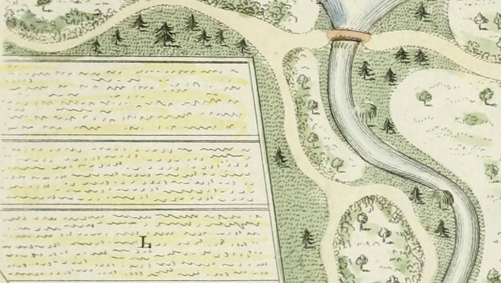 An illustration from Magazijn van tuin-sieraaden, of, Verzameling van modellen van aanleg en sieraad, voor groote en kleine lust-hoven, voorn amelijk van dezulke die, met weinig kosten, te maaken zijn, 1802, leaf 24