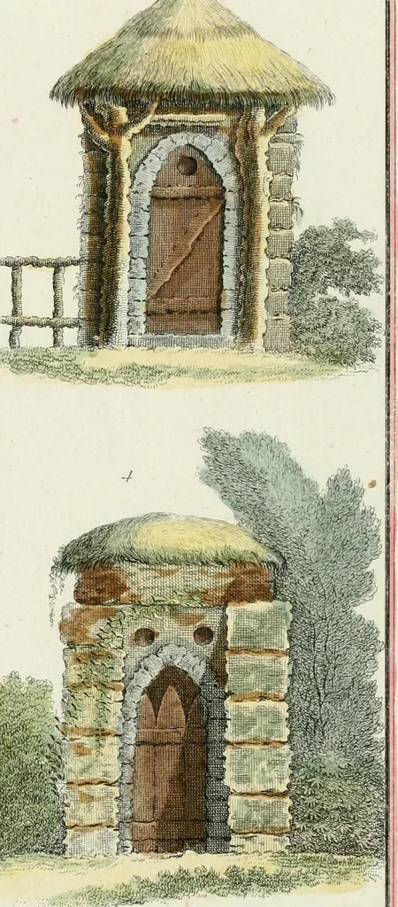 An illustration from Magazijn van tuin-sieraaden, of, Verzameling van modellen van aanleg en sieraad, voor groote en kleine lust-hoven, voorn amelijk van dezulke die, met weinig kosten, te maaken zijn, 1802, leaf 12