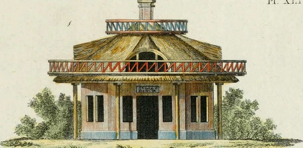 An illustration from Magazijn van tuin-sieraaden, of, Verzameling van modellen van aanleg en sieraad, voor groote en kleine lust-hoven, voorn amelijk van dezulke die, met weinig kosten, te maaken zijn, 1802, leaf 10