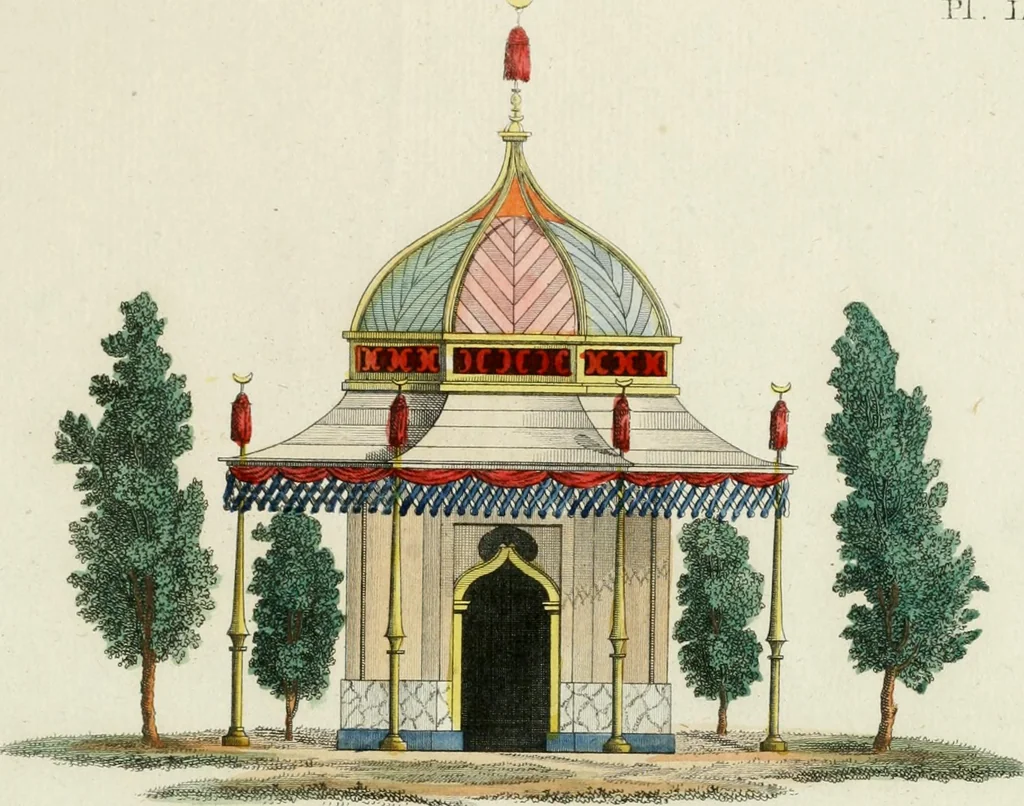 An illustration from Magazijn van tuin-sieraaden, of, Verzameling van modellen van aanleg en sieraad, voor groote en kleine lust-hoven, voorn amelijk van dezulke die, met weinig kosten, te maaken zijn, 1802, leaf 10