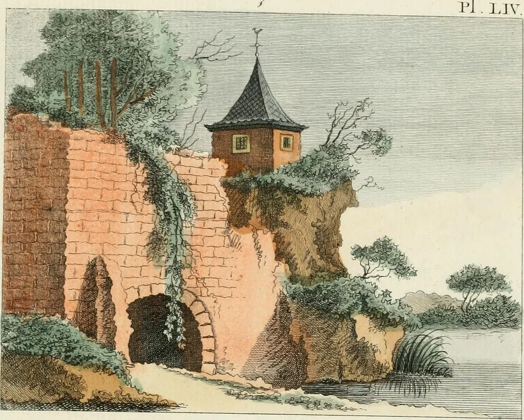 An illustration from Magazijn van tuin-sieraaden, of, Verzameling van modellen van aanleg en sieraad, voor groote en kleine lust-hoven, voorn amelijk van dezulke die, met weinig kosten, te maaken zijn, 1802, leaf 16