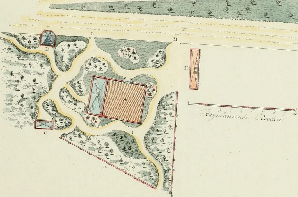 An illustration from Magazijn van tuin-sieraaden, of, Verzameling van modellen van aanleg en sieraad, voor groote en kleine lust-hoven, voorn amelijk van dezulke die, met weinig kosten, te maaken zijn, 1802, leaf 20