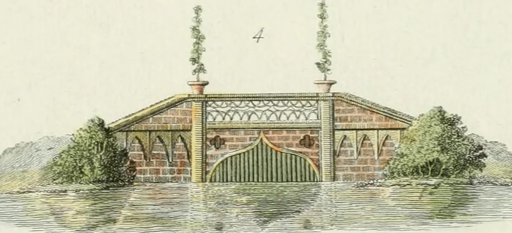 An illustration from Magazijn van tuin-sieraaden, of, Verzameling van modellen van aanleg en sieraad, voor groote en kleine lust-hoven, voorn amelijk van dezulke die, met weinig kosten, te maaken zijn, 1802, leaf 10